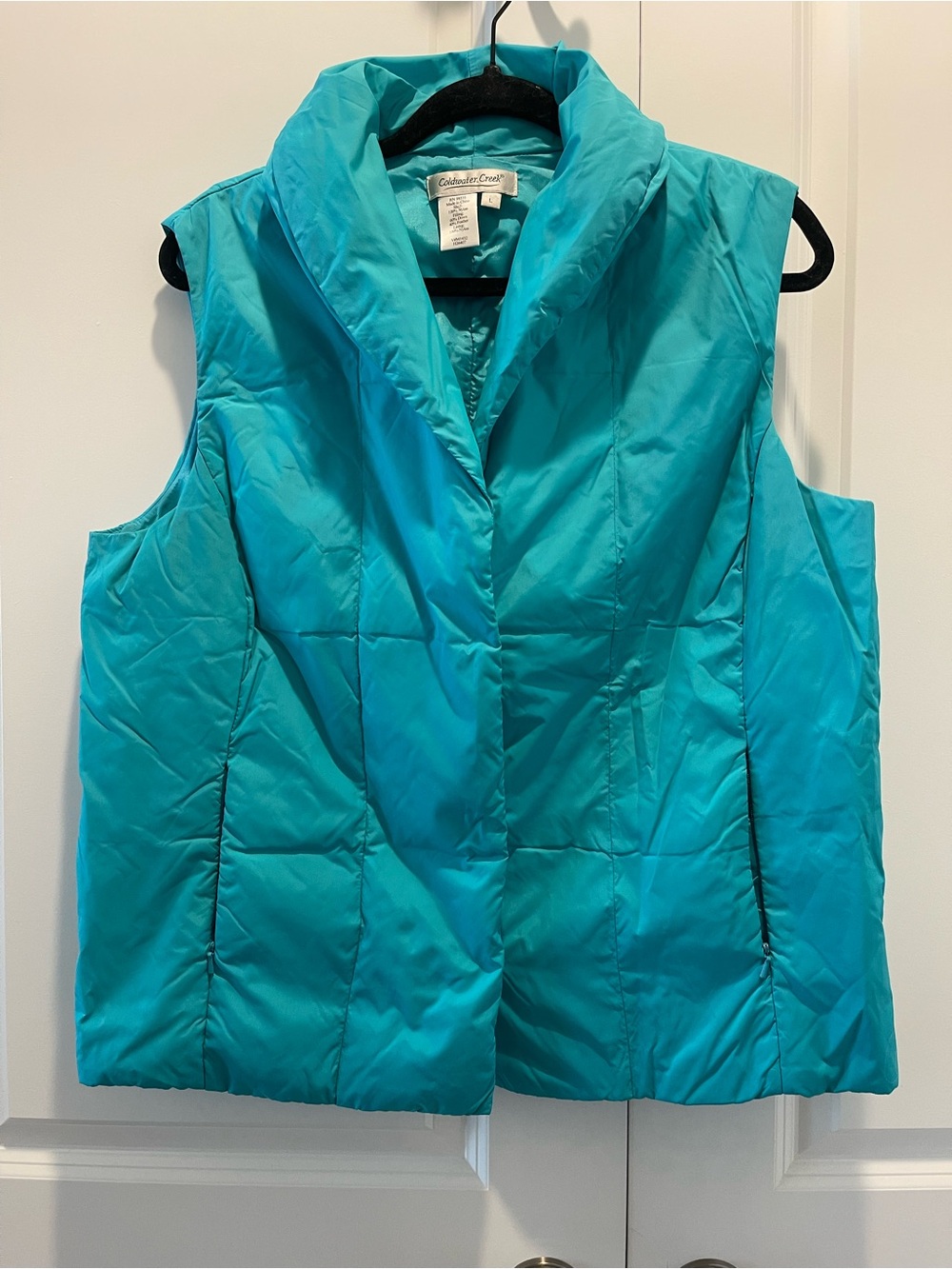 Coldwater Creek Women's Teal Quilted Down Vest Size Large